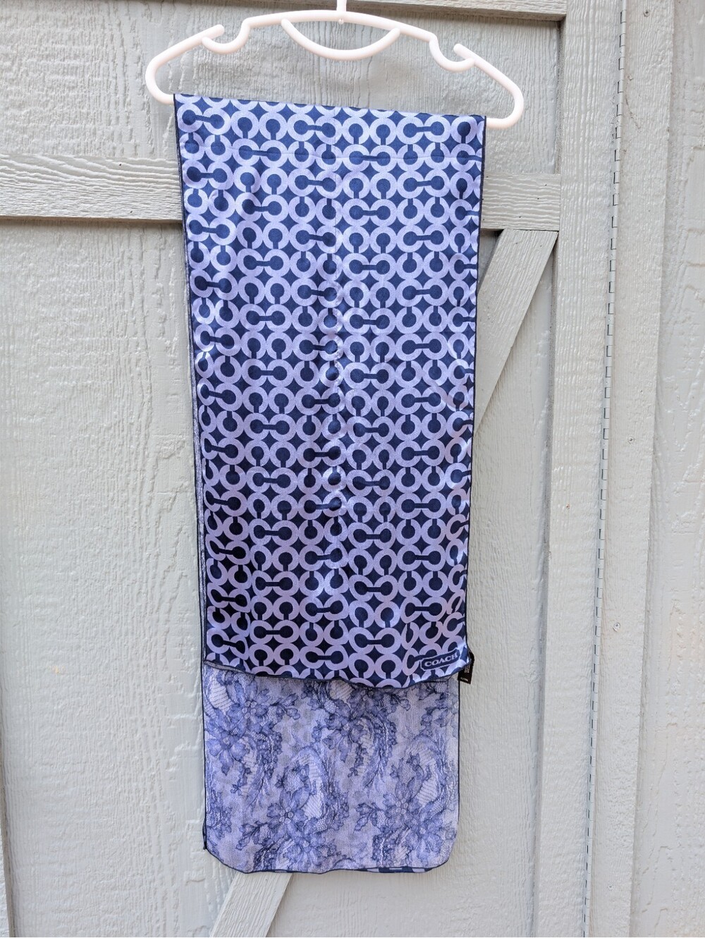 Authentic Coach 100% Silk Scarf/Wrap Logo Pattern Purple/Violet Reversible